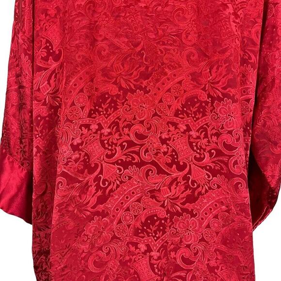 Victorias Secret Gold Label Vintage Red Satin Floral Sleepwear Lounge Robe O/S - Picture 13 of 16